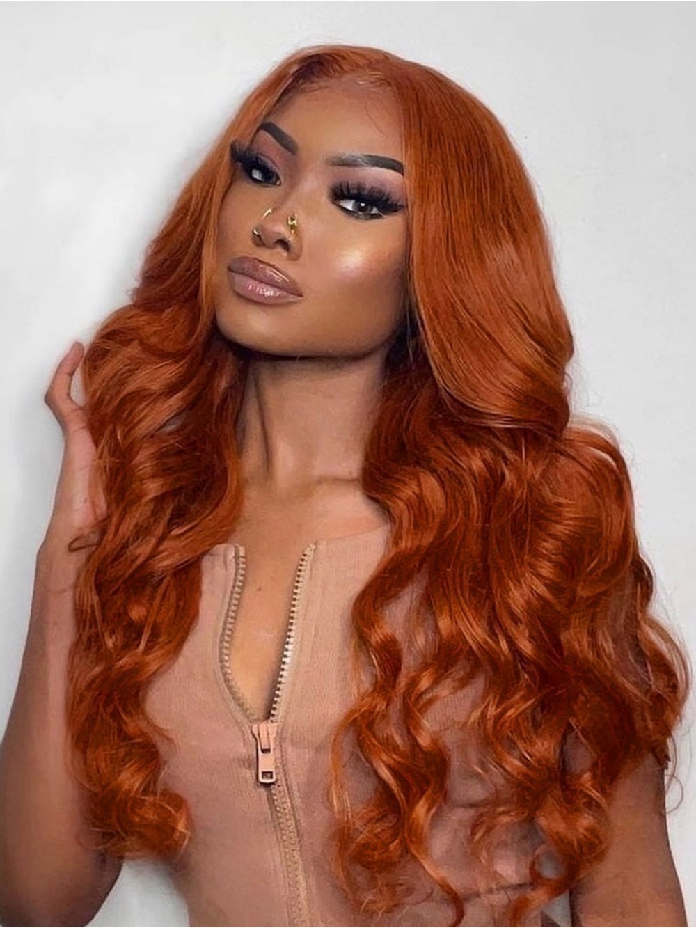 100% Human Hair Intense Copper Lace Front Wig Alipearl Ginger Copper auburn